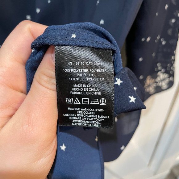 Maeve anthro blue white star print laser cut blouse 2 - Picture 4 of 6